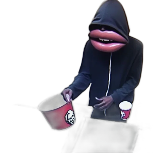 jacket, creature, food, staff, concept art, 3d render, vaporwave, photorealistic transparent PNG cut-out