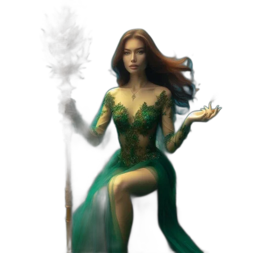 dress, staff, fantasy art, concept art, pixel art, comic book art, underwater, fire transparent PNG cut-out