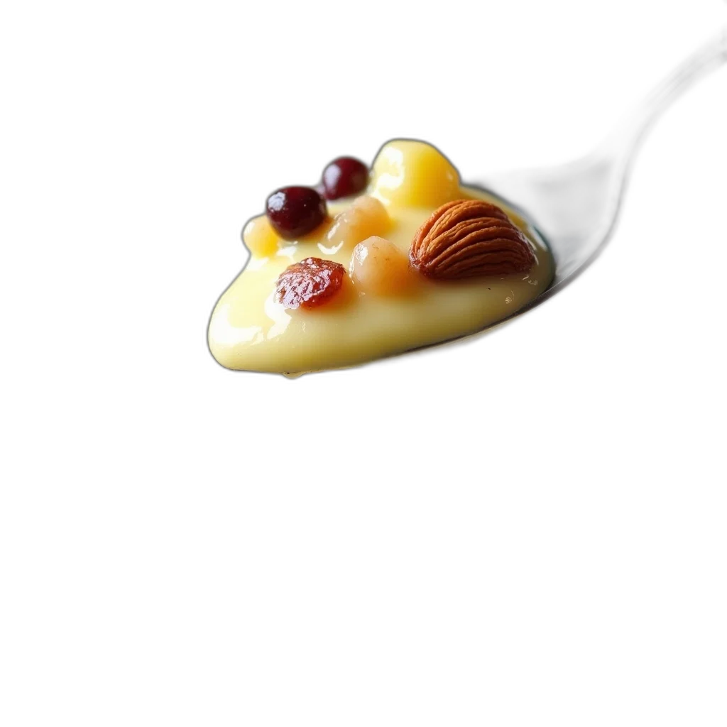 food, crown, jewelry, flower, 3d render, photorealistic, spoon, scooping transparent PNG cut-out
