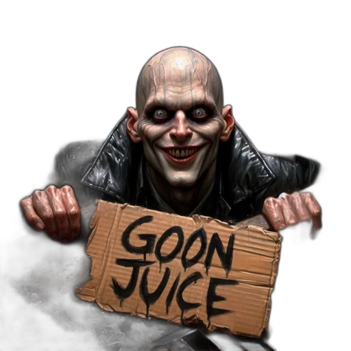 jacket, face, concept art, comic book art, photorealistic, grotesque, menacing, creature transparent PNG cut-out