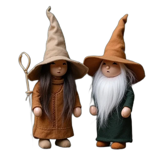 hat, staff, 3d render, concept art, fantasy art, small, wooden, wizard transparent PNG cut-out
