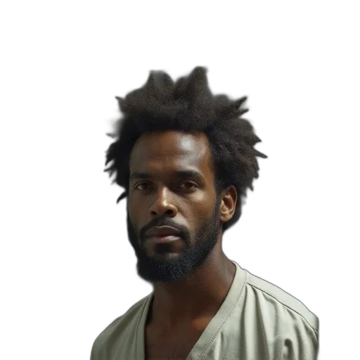 face, hair, staff, jacket, photorealistic, concept art, oil painting, fantasy art transparent PNG cut-out
