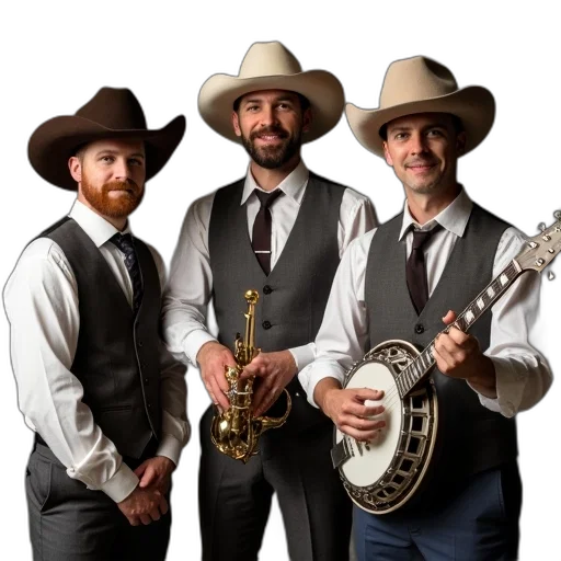 three, men, dressed, hats transparent PNG cut-out