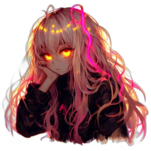 mask, hair, face, creature, cyberpunk, pixel art, anime, concept art transparent PNG cut-out