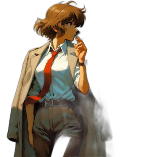 jacket, staff, mask, dress, concept art, vaporwave, pixel art, anime transparent PNG cut-out