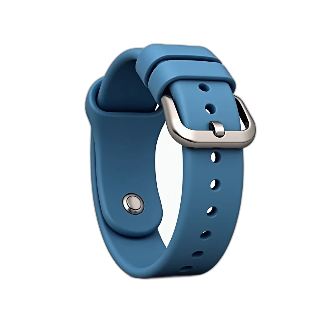 jewelry, 3d render, blue, wristwatch, silver, buckle, displayed, against transparent PNG cut-out