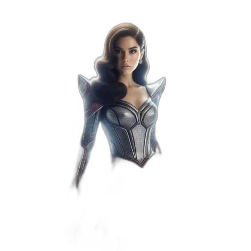 robot, crown, weapon, comic book art, concept art, fantasy art, 3d render, woman transparent PNG cut-out