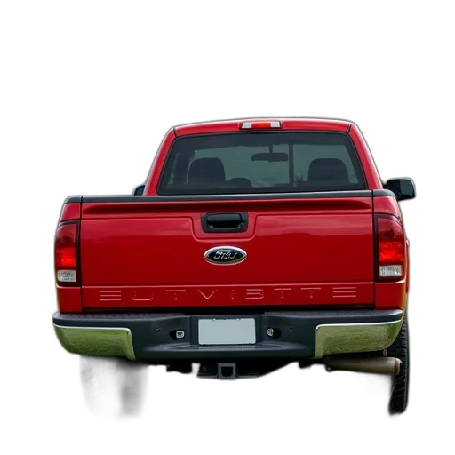car, 3d render, photorealistic, red, ford, truck, parked, grassy transparent PNG cut-out