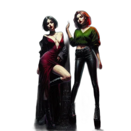 concept art, comic book art, fantasy art, pixel art, dark, nocturnal, urban, setting transparent PNG cut-out