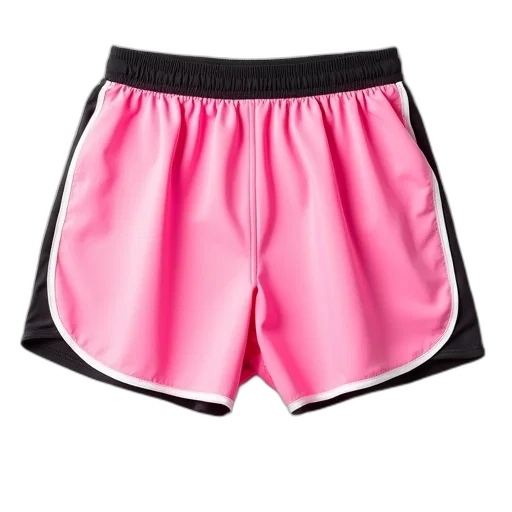 neon, pair, pink, athletic, shorts, white, stripe, down transparent PNG cut-out