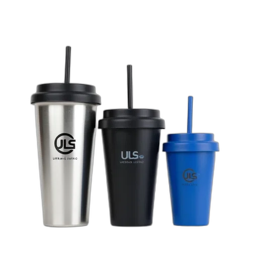 3d render, set, three, cups, displayed, against, white, background transparent PNG cut-out