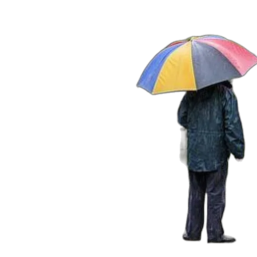 umbrella, jacket, hat, staff, photorealistic, rain, person, colorful transparent PNG cut-out