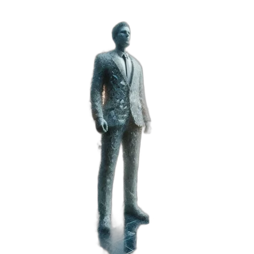 robot, jacket, staff, face, 3d render, concept art, photorealistic, pixel art transparent PNG cut-out