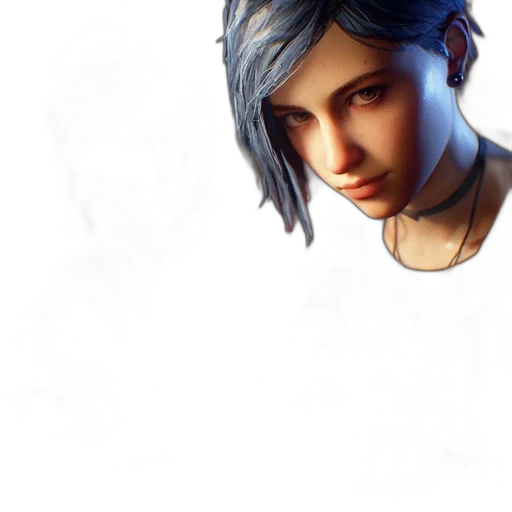 face, photorealistic, concept art, fantasy art, 3d render, blue, dark, pastel transparent PNG cut-out