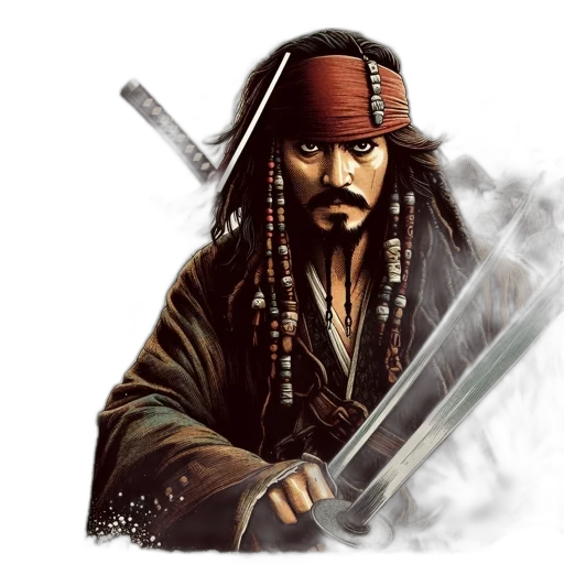 sword, staff, weapon, fantasy art, concept art, photorealistic, comic book art, pirate transparent PNG cut-out