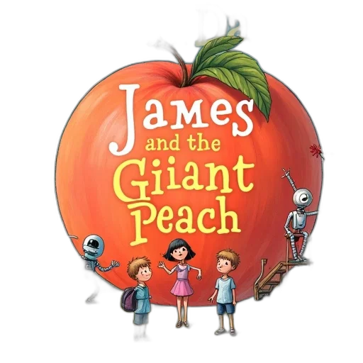 cover, children, book, titled, roald, dahl, james, giant transparent PNG cut-out