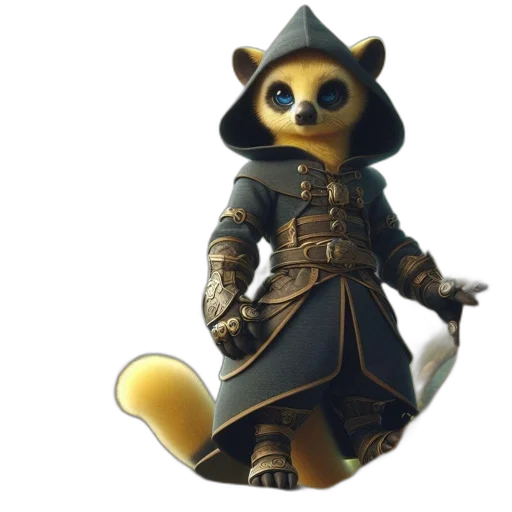 staff, animal, concept art, fantasy art, 3d render, pixel art, golden, anthropomorphic transparent PNG cut-out