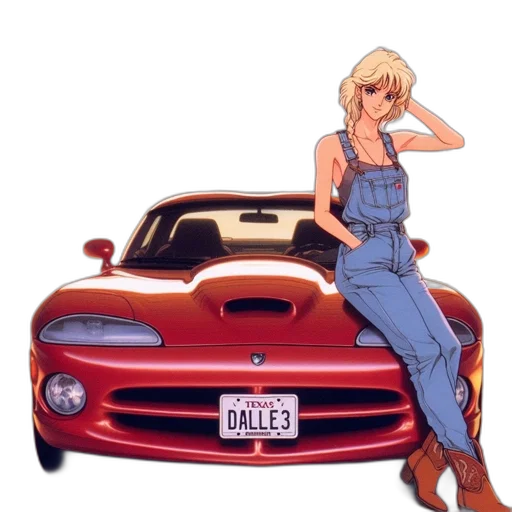 car, dress, cartoon, anime, comic book art, concept art, inside, garage transparent PNG cut-out