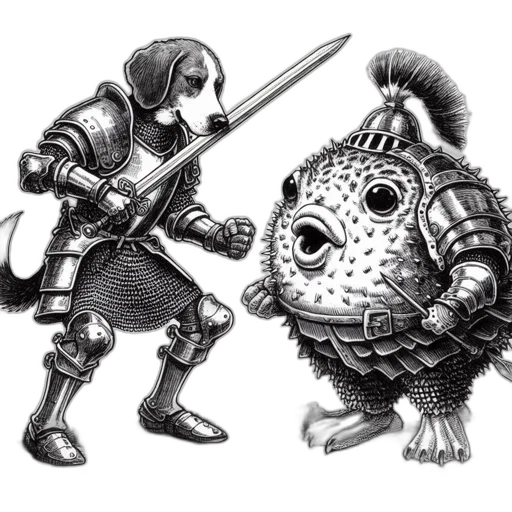 weapon, sword, robot, animal, concept art, fantasy art, pixel art, comic book art transparent PNG cut-out