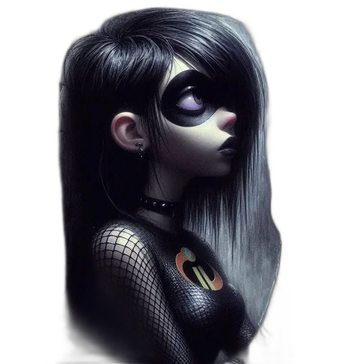 mask, robot, hair, face, cyberpunk, fantasy art, comic book art, cartoon transparent PNG cut-out