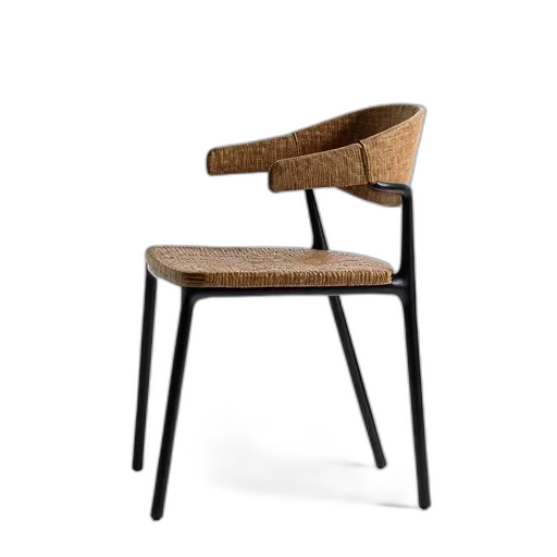 furniture, 3d render, modern, chair, woven, seat, backrest, supported transparent PNG cut-out