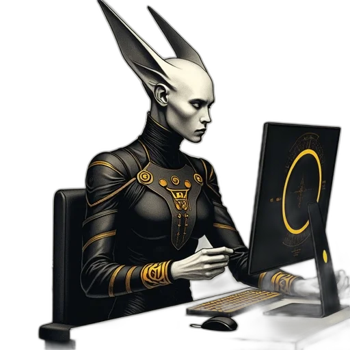 staff, robot, dragon, fantasy art, concept art, cyberpunk, 3d render, outer space transparent PNG cut-out