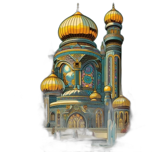 building, crown, pixel art, concept art, photorealistic, 3d render, golden, elaborate transparent PNG cut-out