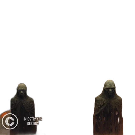 concept art, 3d render, outer space, earth tones, humanoid, figures, draped, robes transparent PNG cut-out