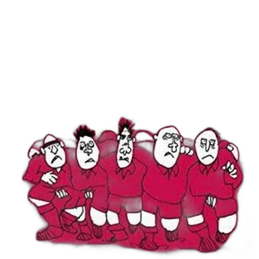 staff, cartoon, concept art, red, five, rugby, players, uniforms transparent PNG cut-out