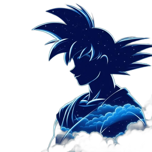 staff, concept art, anime, comic book art, fantasy art, blue, silhouette, character transparent PNG cut-out