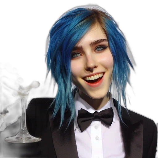 face, hair, cartoon, photorealistic, anime, concept art, blue, individual transparent PNG cut-out