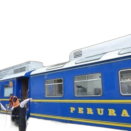 3d render, blue, train, word, peru, written, parked, front transparent PNG cut-out