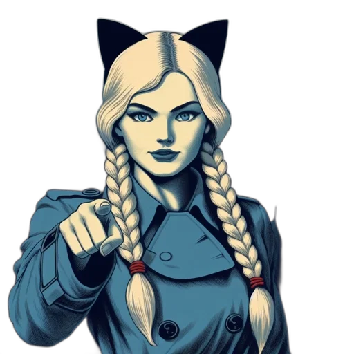 staff, pixel art, comic book art, fantasy art, concept art, blue, woman, striking transparent PNG cut-out