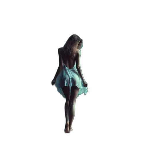 dress, hair, umbrella, jacket, 3d render, concept art, pixel art, photorealistic transparent PNG cut-out
