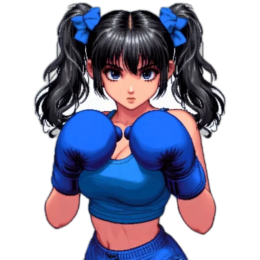 staff, dress, anime, pixel art, fantasy art, cartoon, blue, animated transparent PNG cut-out