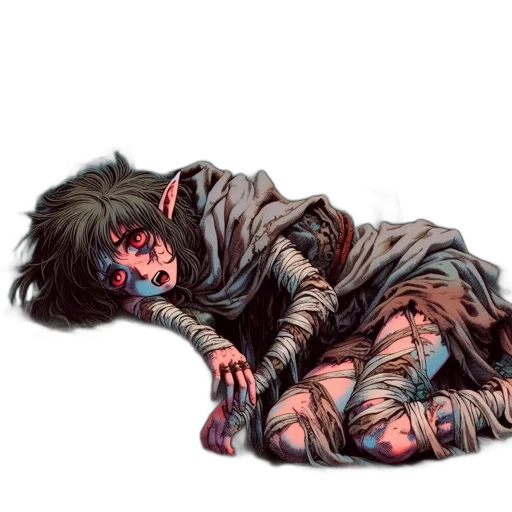 creature, concept art, comic book art, fantasy art, watercolor, dark, gloomy, setting transparent PNG cut-out