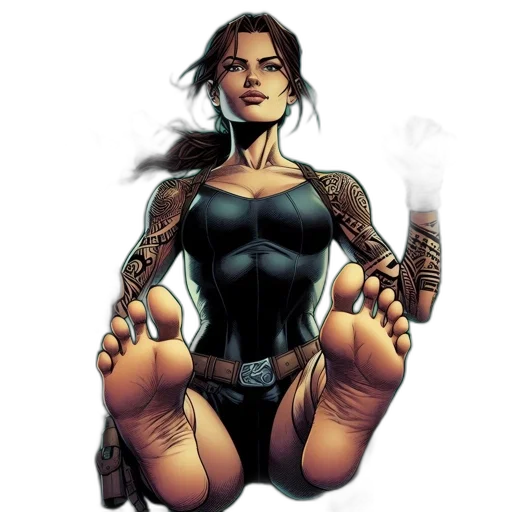 comic book art, concept art, fantasy art, cartoon, woman, black, outfit, emblematic transparent PNG cut-out