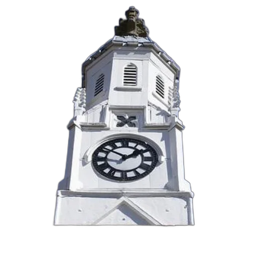building, jewelry, crown, 3d render, photorealistic, white, clock, tower transparent PNG cut-out