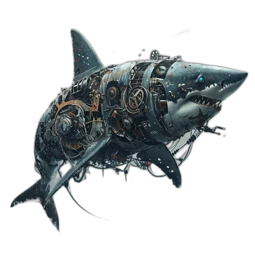 weapon, creature, animal, concept art, fantasy art, photorealistic, pixel art, underwater transparent PNG cut-out