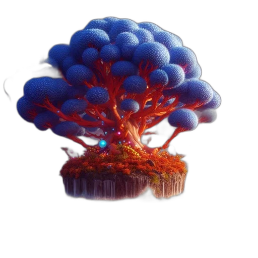 tree, crown, food, flower, 3d render, photorealistic, concept art, fantasy art transparent PNG cut-out