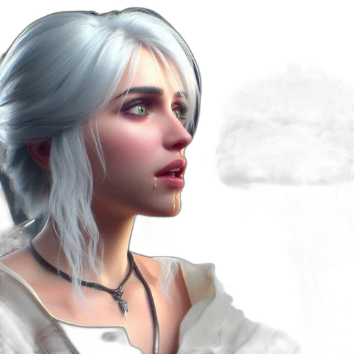 face, fantasy art, concept art, photorealistic, 3d render, snow, woman, white transparent PNG cut-out