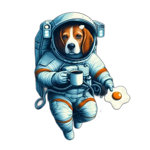 animal, robot, staff, pixel art, concept art, comic book art, fantasy art, outer space transparent PNG cut-out