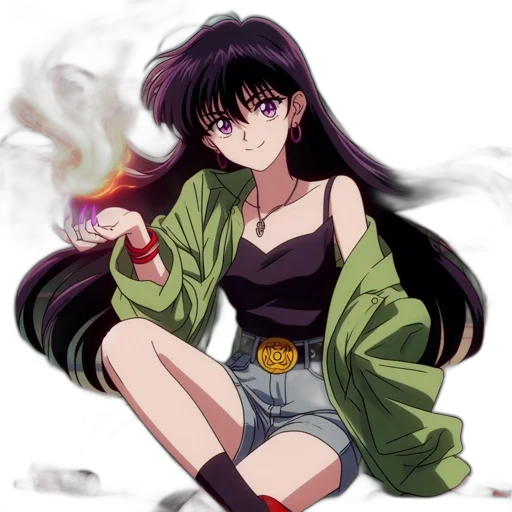 jacket, weapon, staff, anime, vaporwave, pixel art, concept art, fire transparent PNG cut-out