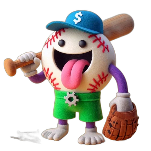 creature, staff, 3d render, concept art, animated, baseball, character, yellow transparent PNG cut-out