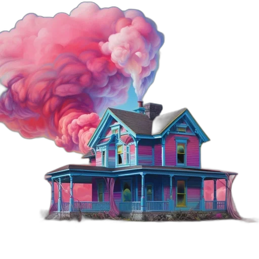 building, furniture, concept art, watercolor, vaporwave, 3d render, fire, fog transparent PNG cut-out