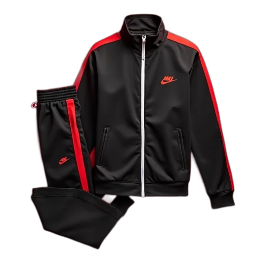 jacket, red, black, tracksuit, zipper, matching, pants, both transparent PNG cut-out