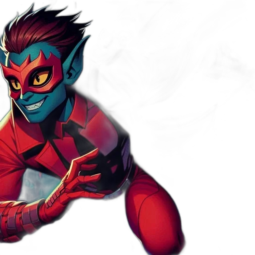 mask, concept art, comic book art, fantasy art, 3d render, red, superhero-like, character transparent PNG cut-out