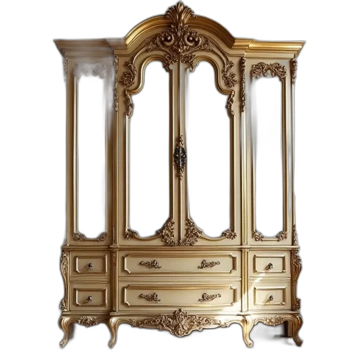 furniture, crown, jewelry, antique, style, buffet, mirrored, doors transparent PNG cut-out