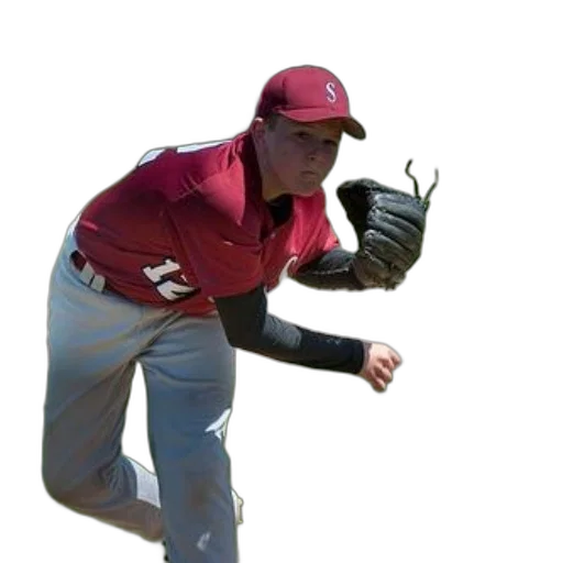 staff, creature, baseball, player, red, uniform, letter, his transparent PNG cut-out
