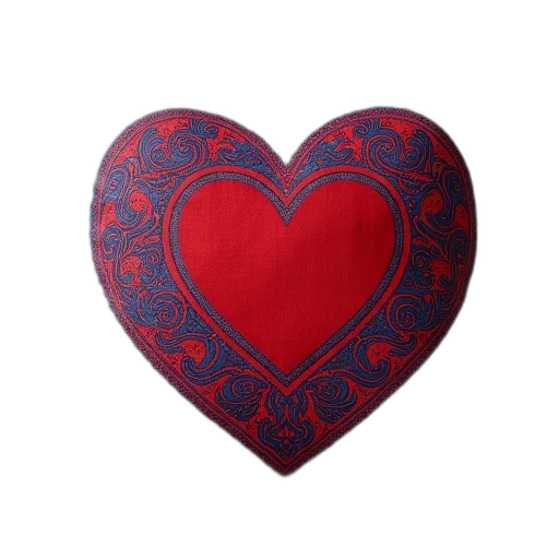 jewelry, blue, pillow, red, heart, design, center, intricate transparent PNG cut-out